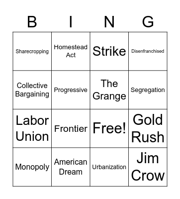 Unit 5 & 6 Vocab Review Bingo Card