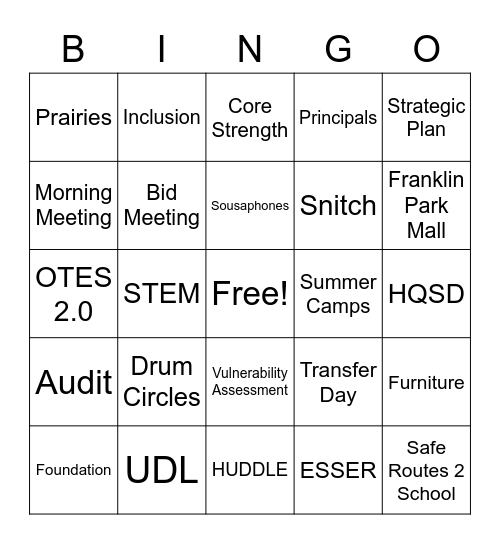 Squad Bingo Card