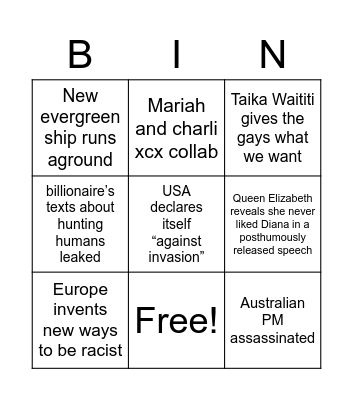 2022 bingo Card
