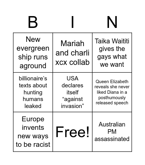 2022 bingo Card
