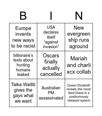 2022 bingo Card
