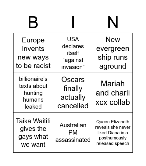 2022 bingo Card