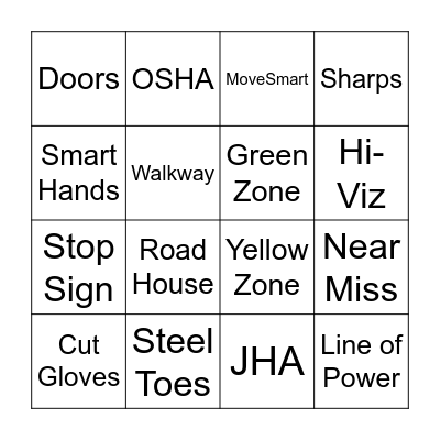 SAFETY BINGO Card