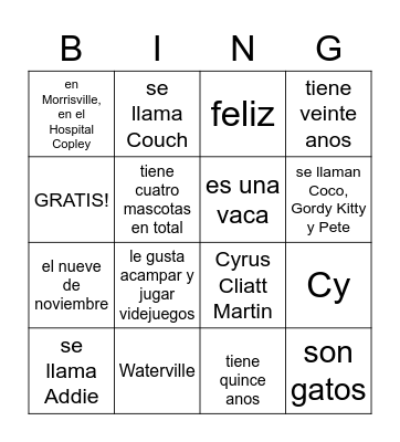 Cyrus! Bingo Card