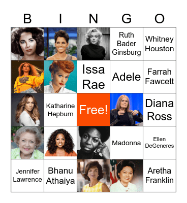 Women's History Month - Women in Pop Culture Bingo Card