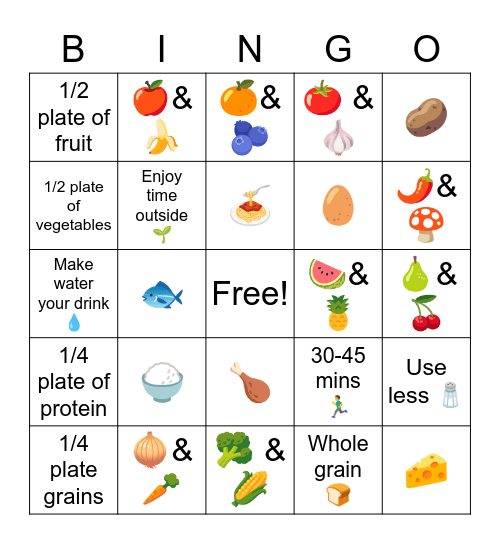 Eat well Bingo Card