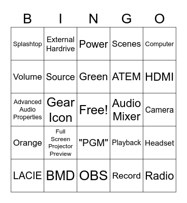 A/V Equipment Training BINGO Card