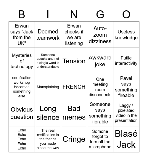 I am dead and this is punishment Bingo Card