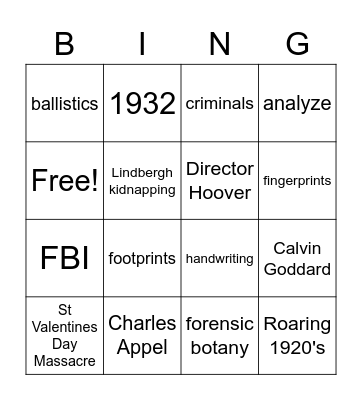 Forensic Science Bingo Card