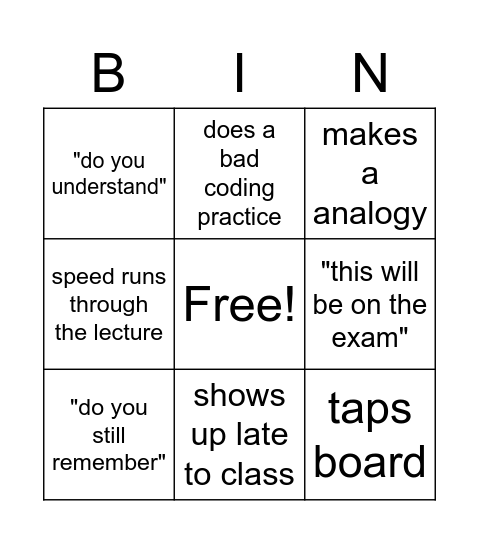 OS Bingo Card