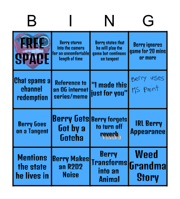 Berry Bebop Bingo Card