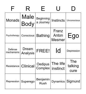 FREUD Bingo Card