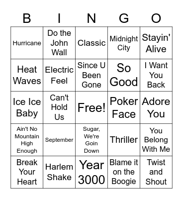 Music Bingo Round 3 Bingo Card