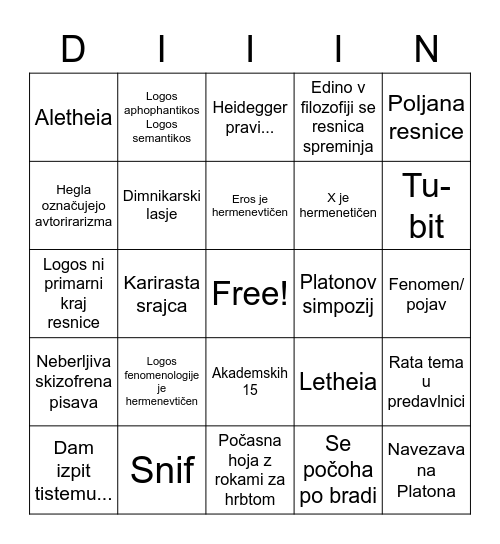 Dean the machine Bingo Card