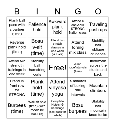 FUFS United Bingo Card