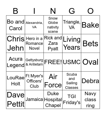 Blake's and Sara's Courtship & Engagement Bingo Card