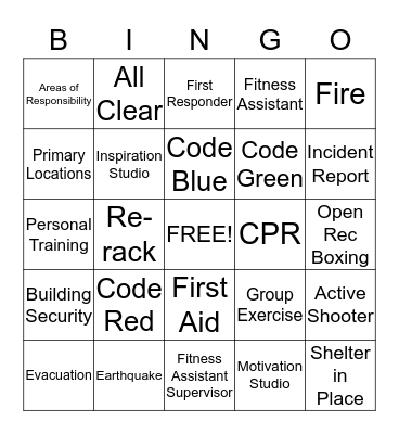 Fitness Assistant Bingo! Bingo Card