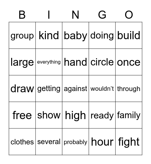 200 HFW Bingo List 4A Bingo Card