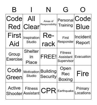 Fitness Assistant Bingo! Bingo Card