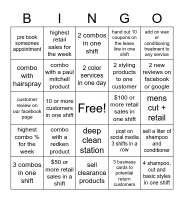 Hair Salon Bingo Card