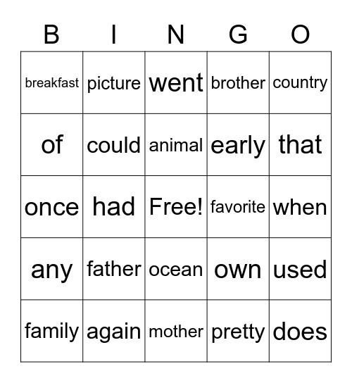 Untitled Bingo Card