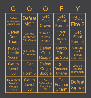 KH2 Randomizer Bingo Card
