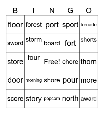 /OR/ Bingto Bingo Card