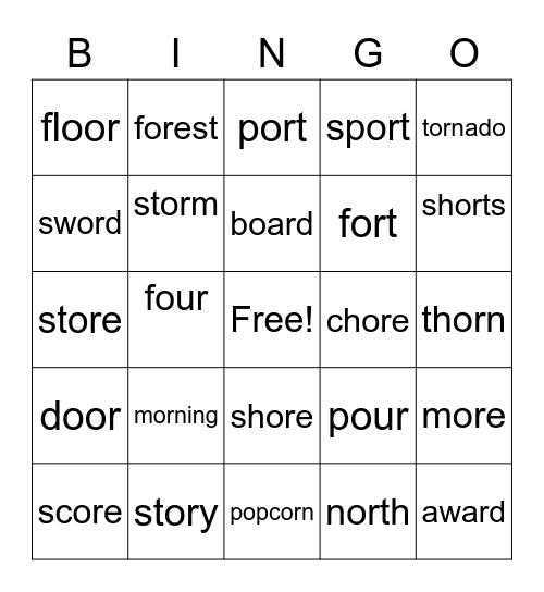 /OR/ Bingto Bingo Card