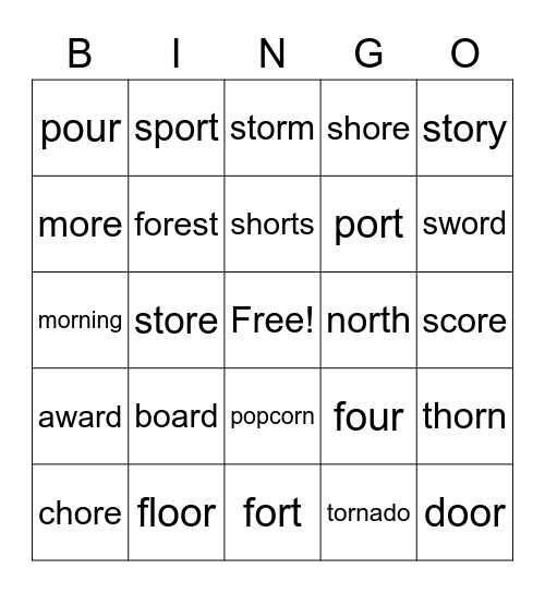 /or/ bingo Card