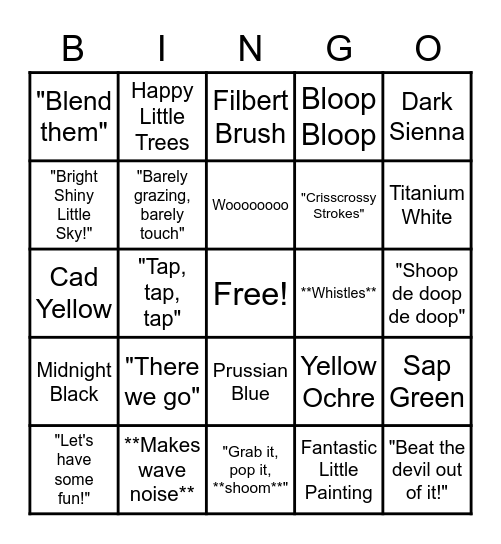 Bob Ross - Seascape S12, E9 Bingo Card