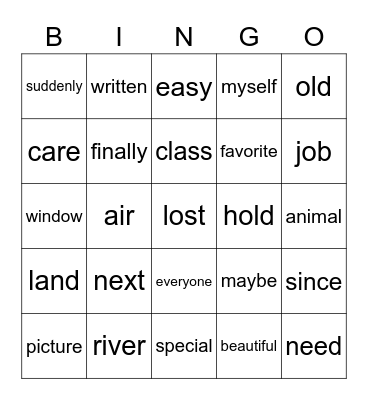 200 HFW Bingo List 4B Bingo Card