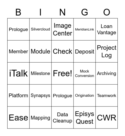 Core Bingo Card