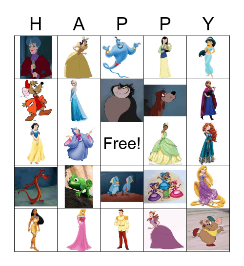 Disney Princess Bingo Card