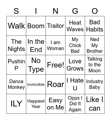 Tik Tok Trivia Bingo Card