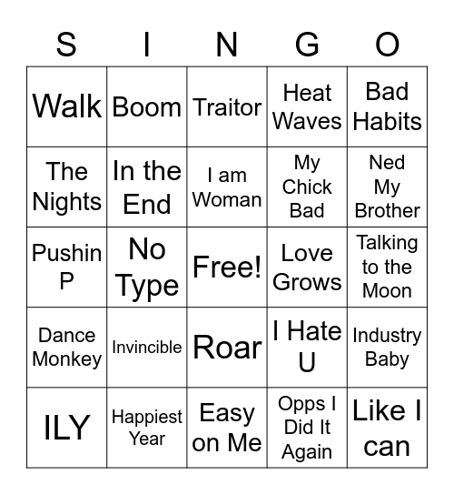 Tik Tok Trivia Bingo Card