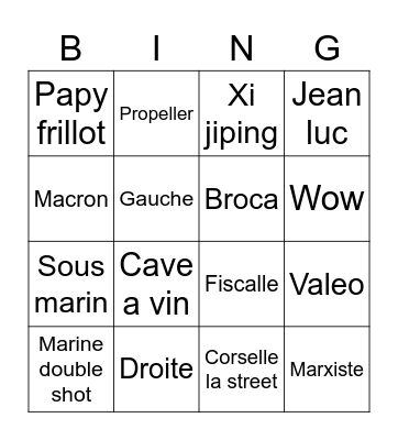 Valerian shot roulette Bingo Card