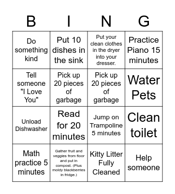 Q's Mini Bingo Card