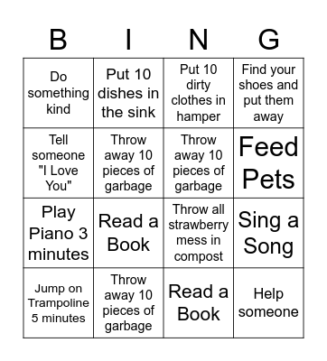 K's Mini Bingo Card
