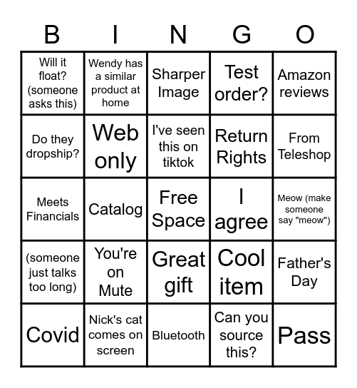 SI Product Review Bingo Card