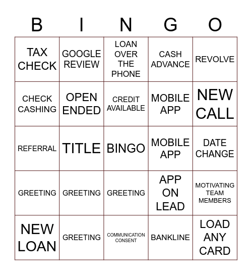 HAPPY FRIDAY Bingo Card