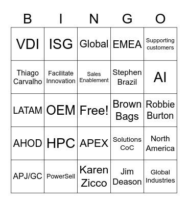 Dell Bango Bingo Card