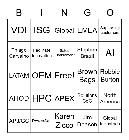 Dell Bango Bingo Card