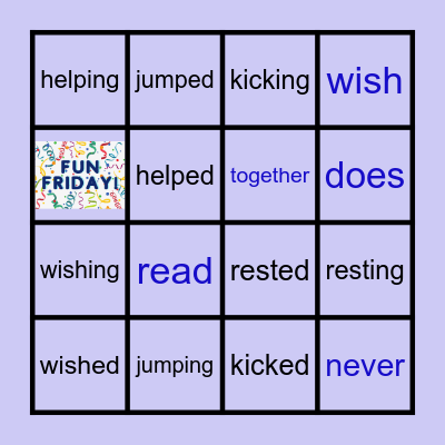 Module 28: ing/ed & Sight Words Bingo Card