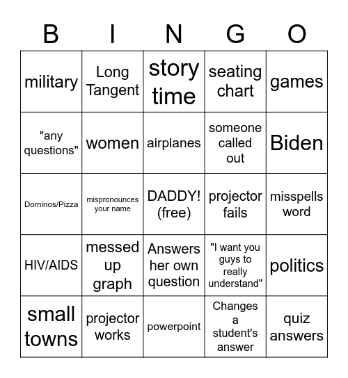 ECON 201 Bingo Card