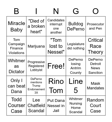 NORC Debate Bingo Card