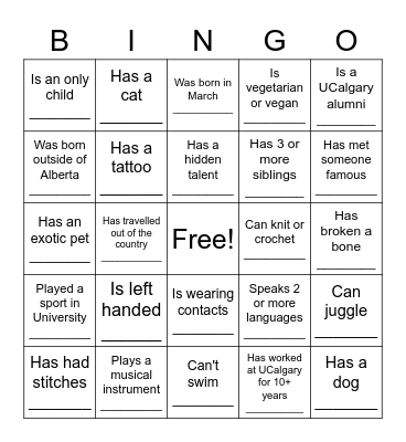 Find someone who... Bingo Card