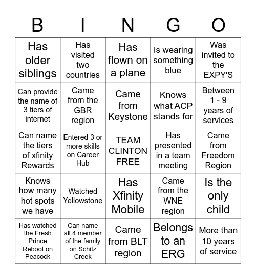 TOWN HALL BINGO Card