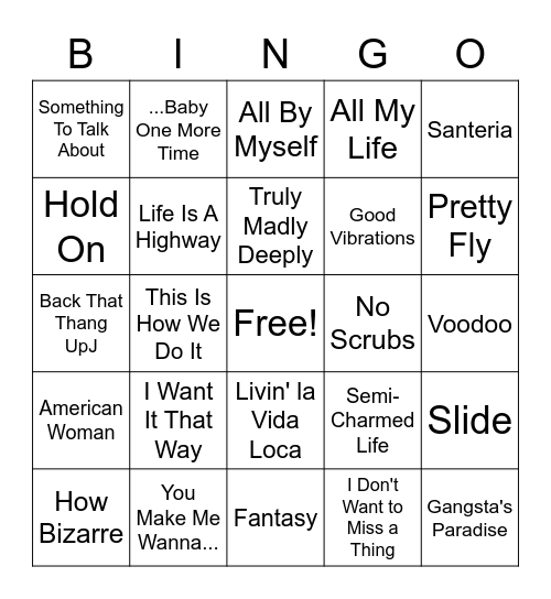 Singo Bingo - 90s Bingo Card