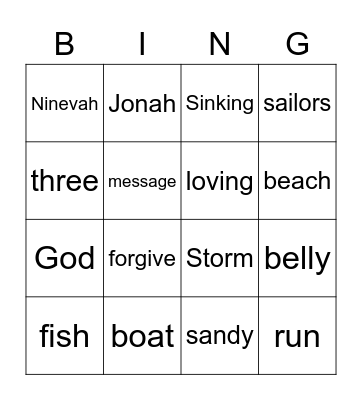 Sunday School Bible Bean Bingo Card