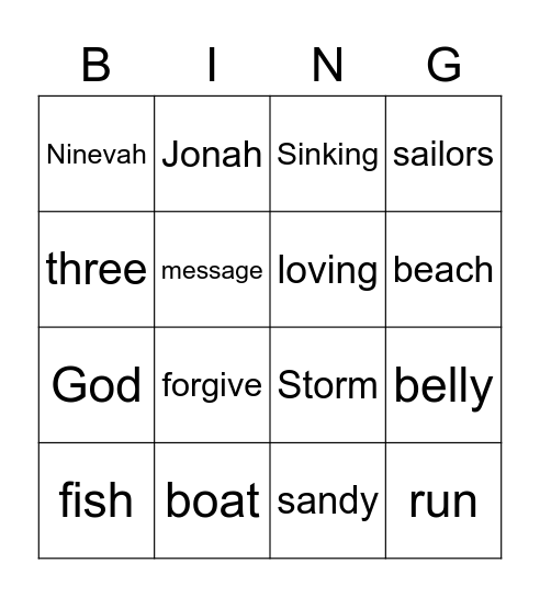 Sunday School Bible Bean Bingo Card